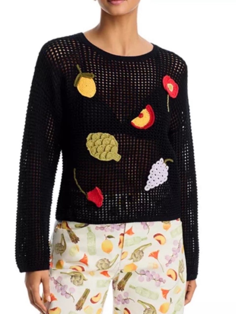 Aqua x Lisa Says Gah Embroidered crochet sweater S $98 Dopamine Whimsy